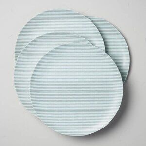 4pk 11" Teal Stripe Melamine Dinner Plates - Hearth & Hand‎ Magnolia 2021 Target